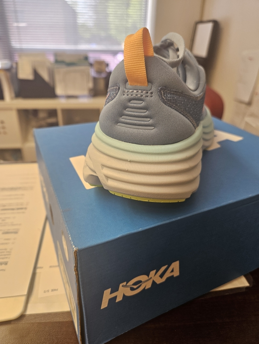 Hoka Bondi 8 in Blue and Mint - Picture 2 of 5